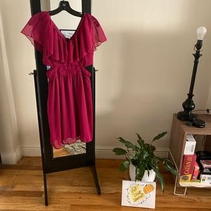 Side cutout ruffle dress